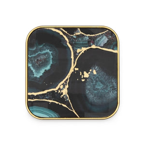 Savoy Gold Trim Square Coasters Set of Four - Agate