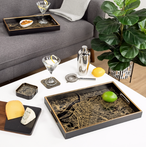 Riad Gold Trim Rectangle Tray Set