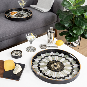 Jublie Gold Trim Round Tray Set